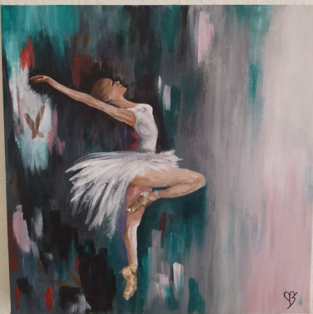 Akryl maleri Ballerina af Cassandra Skovgaard malet i 2020