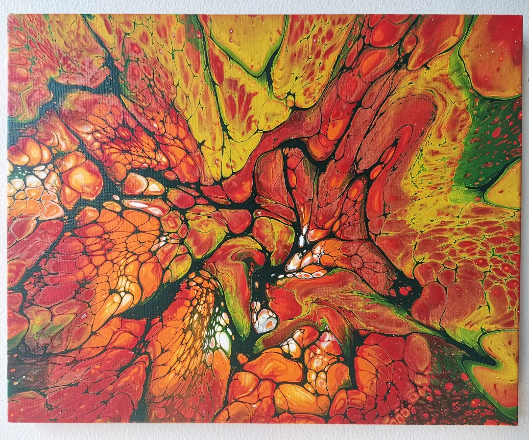 Akryl maleri Orangeverse af Liv Melgaard malet i 2021