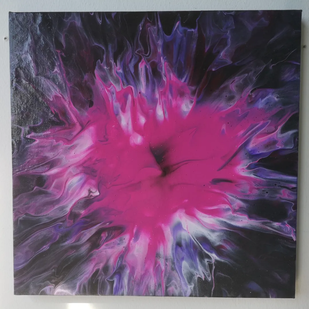 Akryl maleri Pink Splash af Liv Melgaard malet i 2021