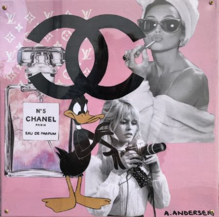 Blandede medier maleri Fan pop art med plexiglas af Anita majbrit Andersen malet i 2022