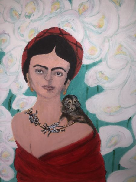Akryl maleri Frida Kahlo af kirstenbente pedersen malet i 2022