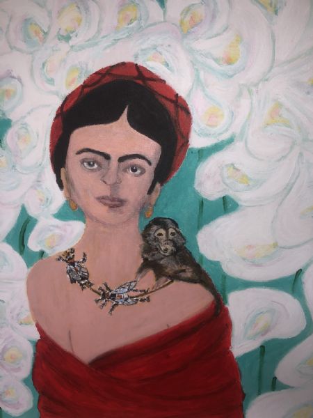 Akryl maleri Frida Kahlo af kirstenbente pedersen malet i 2022