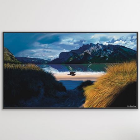  maleri The Magnificent view - 140 x 90 cm på lærred med sort ramme af David Nielsen malet i 2022