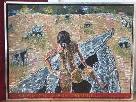  maleri Da gudinden steg ud af sin jættestue af Adam Louis Diago malet i 2017