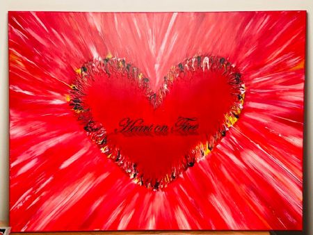 Akryl maleri Heart on Fire af Susan Nørgaard Andersen malet i 2022