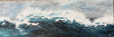 Akryl maleri Oprørt hav af Tatiana Rask malet i 2021