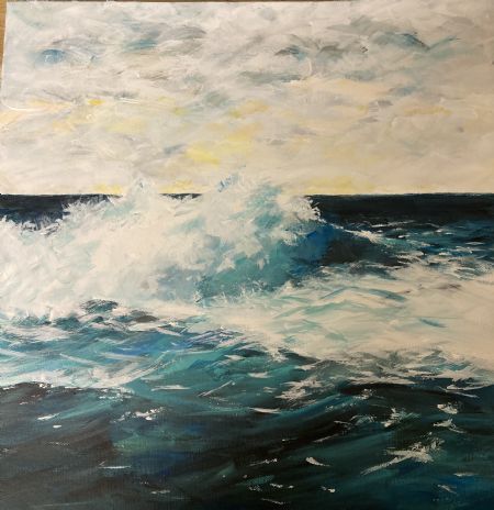 Akryl maleri Bølger.02 af Tatiana Rask malet i 2020
