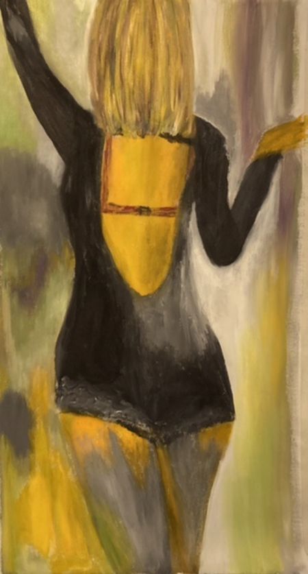 Akryl maleri Kvinden i Body af Marianne Nymann Jensen malet i 2022