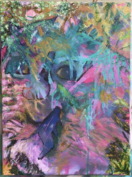 Akryl maleri Tiger i græsset af tinna winkel malet i 