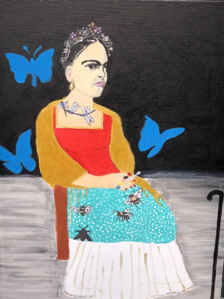 Akryl maleri Frida Kahlo af kirstenbente pedersen malet i 2022