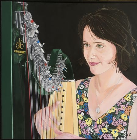 Akryl maleri The Harpist af Paul Kelly malet i 2022