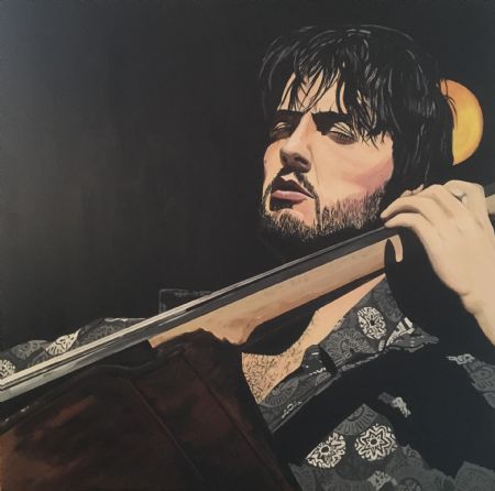 Akryl maleri The Bass Player af Paul Kelly malet i 2021