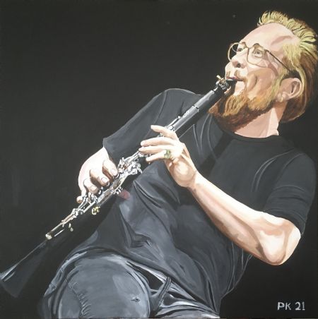 Akryl maleri The Clarinettist af Paul Kelly malet i 2021