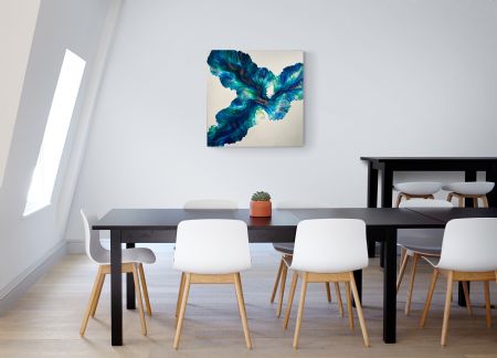 Akryl maleri Påfugl af Birgit Højgaard malet i 2021