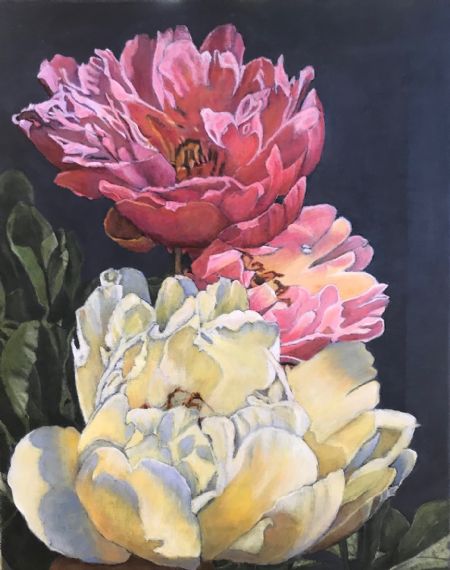 Akryl maleri Peonies 6. af Eva Vith Christensen malet i 2022