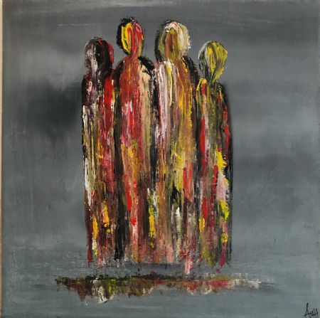 Akryl maleri People II af Annette Hansen malet i 2022