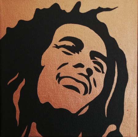 Akryl maleri Bob Marley af J. Hansen malet i 2017