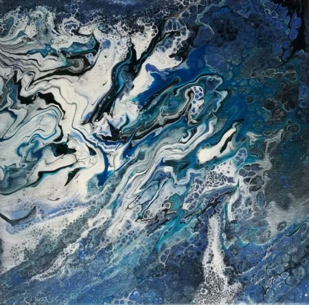 Akryl maleri Blue Sea af J. Hansen malet i 2019
