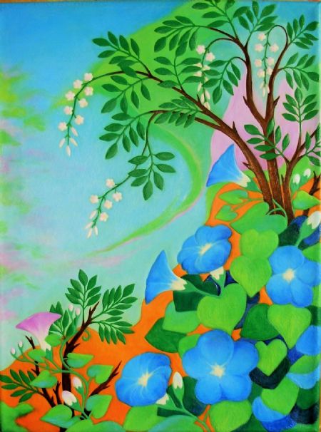 Akryl maleri Blue-green rhapsody af Nadja Diers malet i 2020