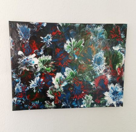 Akryl maleri Rummets blomster af Helena Haxvig malet i 2021