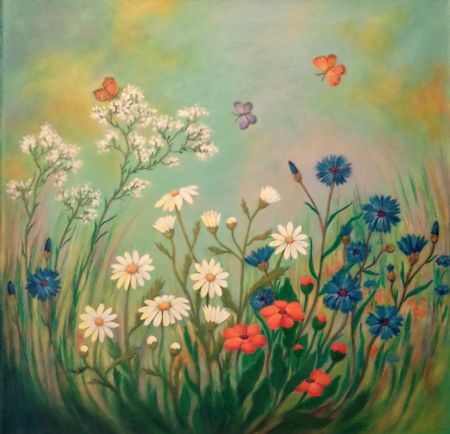 Akryl maleri Color of summer af Nadja Diers malet i 2021