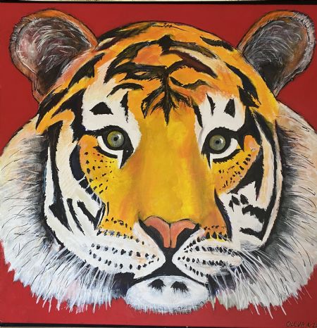 Akryl maleri Tigeren af Oleva malet i 2022
