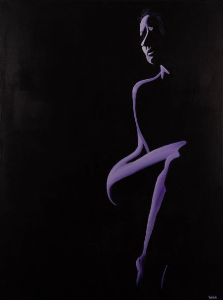 Akryl maleri Purple Woman Silhouette af Art Korsholm Lene Korsholm malet i 