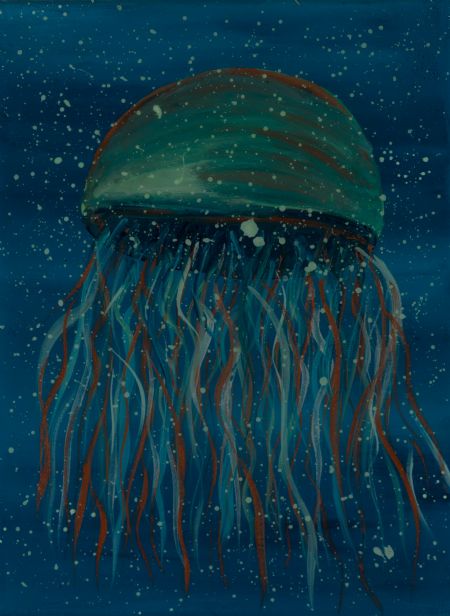 Akryl maleri Jellyfish af Art Korsholm Lene Korsholm malet i 