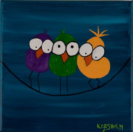 Akryl maleri Birds af Art Korsholm Lene Korsholm malet i 