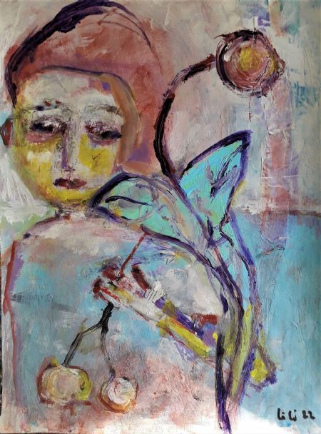 Akryl maleri Flowers and berries af Lili Hollesen malet i 2022