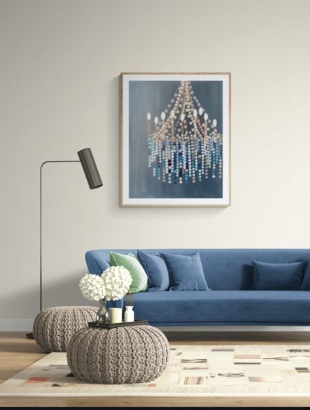 Akryl maleri Lysekrone st. Blå af Anita majbrit Andersen malet i 2022