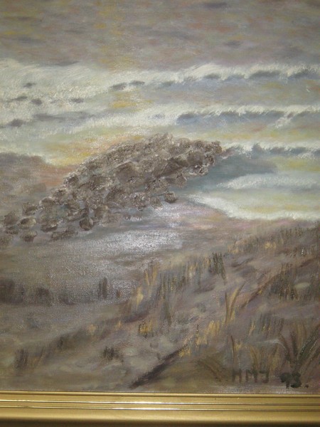 Akryl maleri rislende flod af HMJ malet i 2008