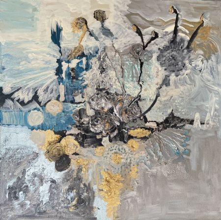 Akryl maleri I abstraktion af Bettina Svejsø malet i 2022