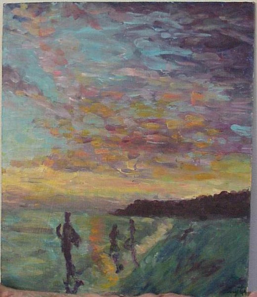 Akryl maleri a divine sunset af June8 malet i 1999