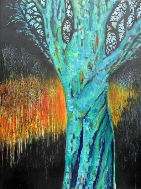 Akryl maleri Træet af Gudrun Anette Andersen malet i 2020
