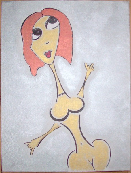 Akryl maleri Crazy Lady af Trine Frisendal Riis malet i 2008