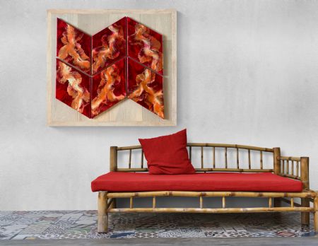 Akryl maleri Red Season af Vibeke Franciska von Staffeldt Beck malet i 2021