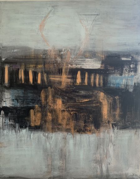 Akryl maleri Beyond surface 1 af Majken Sonne malet i 2022
