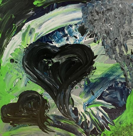 Akryl maleri Hjerter af Malerier By MF Marian Fjellerad malet i 2022