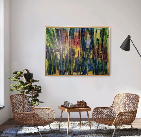 Akryl maleri Lysglimt i mørket af Susanne Sørensen malet i 2021