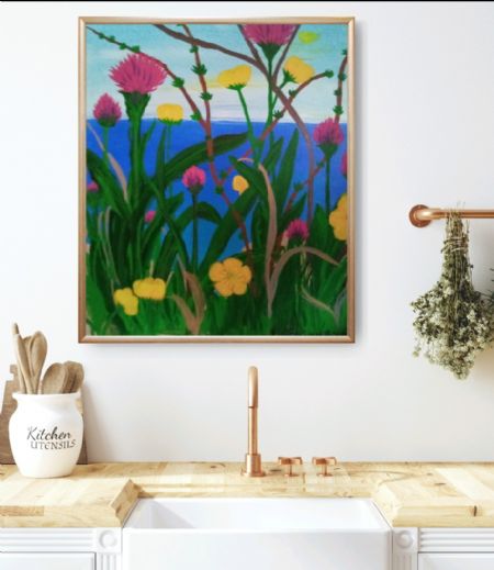 Akryl maleri Blomsterflor af Susanne Sørensen malet i 2019