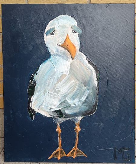 Akryl maleri Måge 3 -SOLGT- af Art by Gaarden malet i 2022