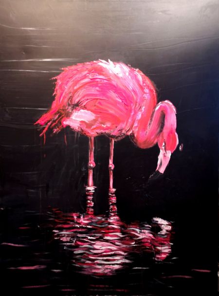 Akryl maleri Flamingo 1 af Art by Morten Gaarden malet i 2020