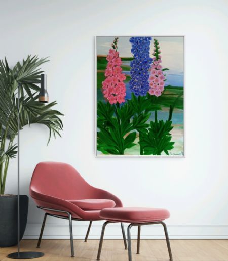 Akryl maleri Blomsteridyl af Susanne Sørensen malet i 2019