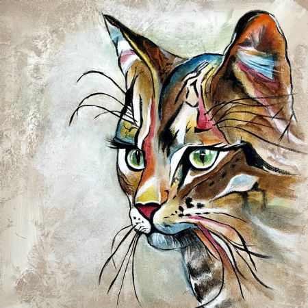Akryl maleri Hvad katten er nu det ? af Vibeke Findshøj malet i 2022
