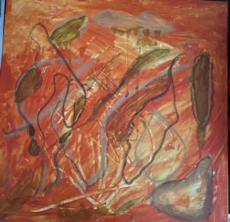 Blandede medier maleri Former i december af Lisbeth Ancher malet i 2022