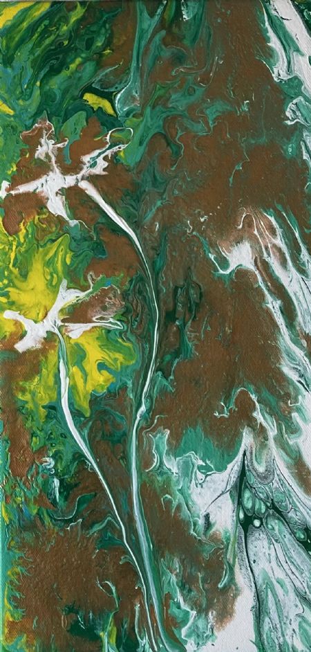 Akryl maleri Grønt flow af Marianne Nymann Jensen malet i 2022