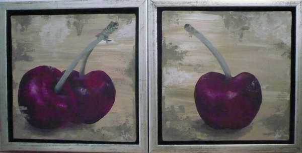 Akryl maleri Cherries af Heidia malet i 2009