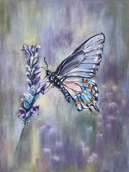 Blandede medier maleri En sommerfugl af Galina Landbo malet i 