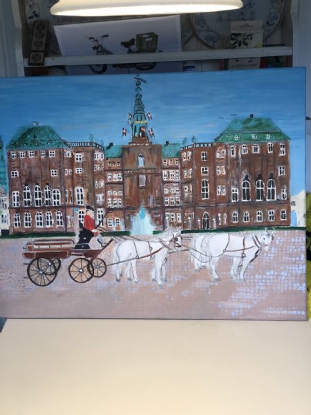 Akryl maleri Majestætens heste ved Christiansborg af kirstenbente pedersen malet i 2022